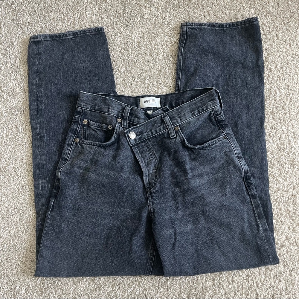 AGOLDE Criss Cross Washed Black Denim Jeans